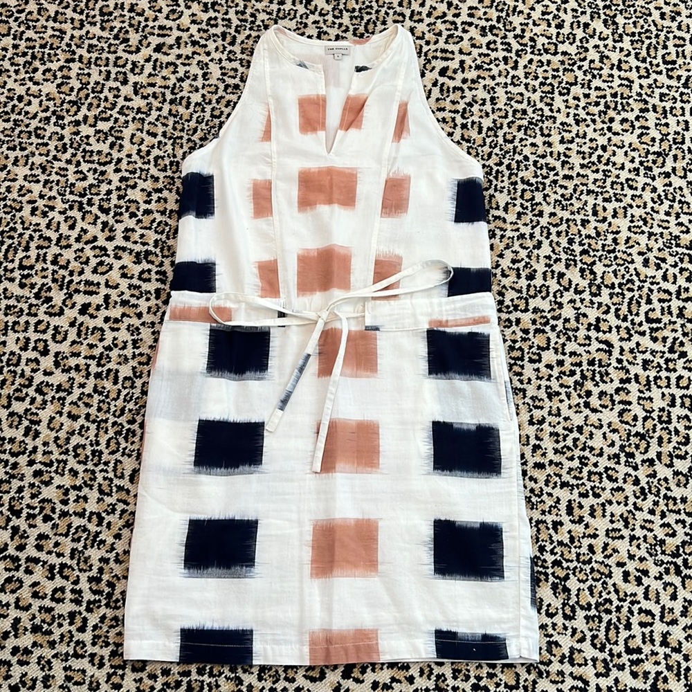 The Odell’s from Anthropologie Cotton Tank Dress White Print Size Small